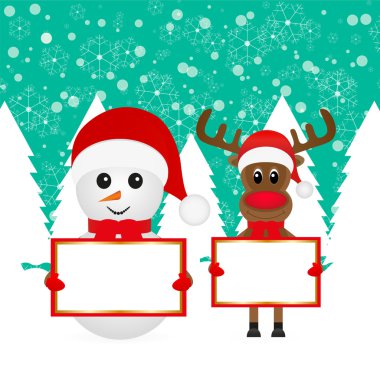 Noel reindeer ve kardan adam