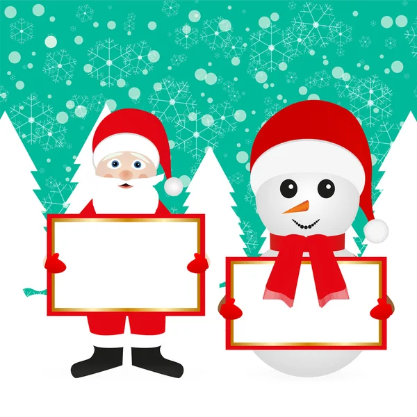 Santa Claus and snowman — Stock Vector