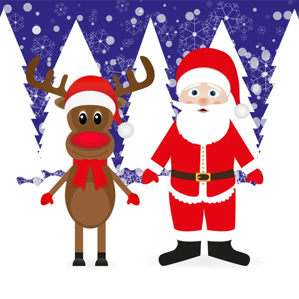 Christmas reindeer and Santa Claus — Stock Vector