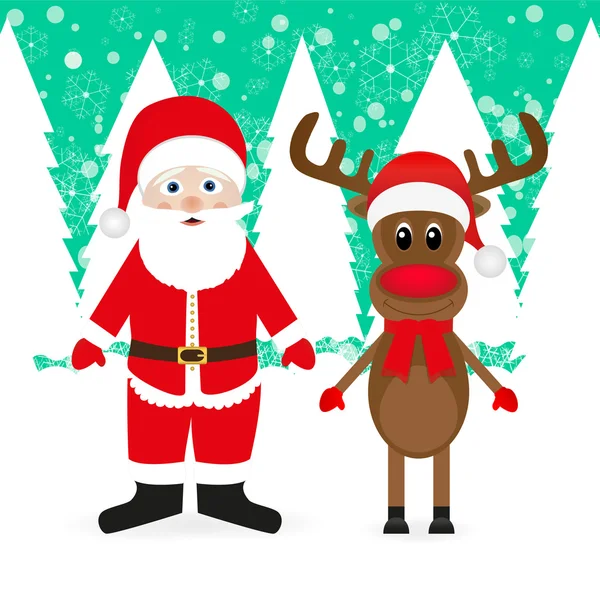 Vánoční sobi a Santa Claus — Stockový vektor