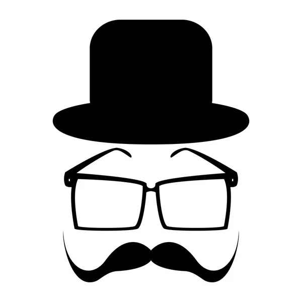 Bigode, óculos e um chapéu —  Vetores de Stock