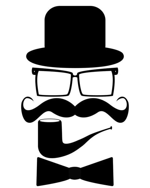 Hat, glasses, mustache, pipe and butterfly — Stock Vector