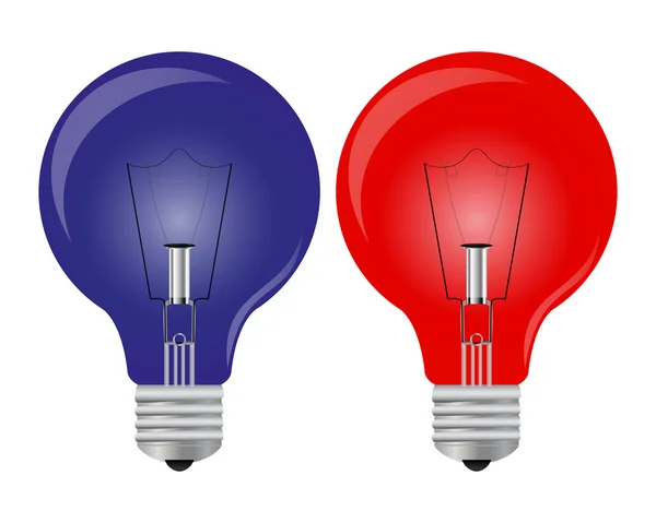 Red and blue ight bulb — Stock Vector