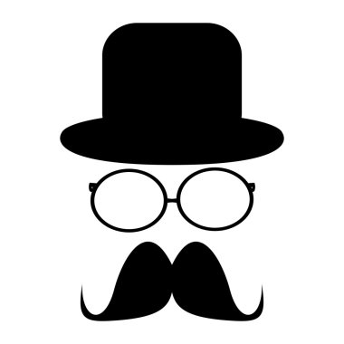 bıyıkları, gözlük ve şapka