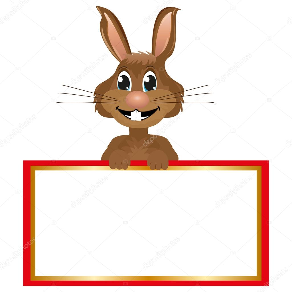 Rabbit with blank banner