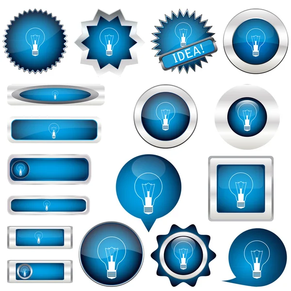 Collection of blue buttons — Stock Vector