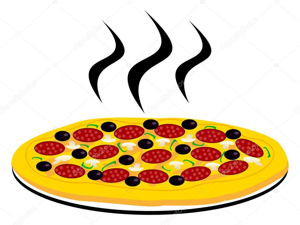 Fresh flavorful pizza on a white background