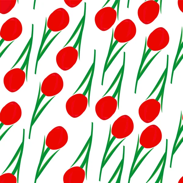 Naadloze achtergrond van rode tulpen — Stockvector