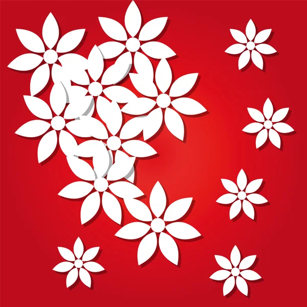 红色背景上纸鲜花 — 图库矢量图片