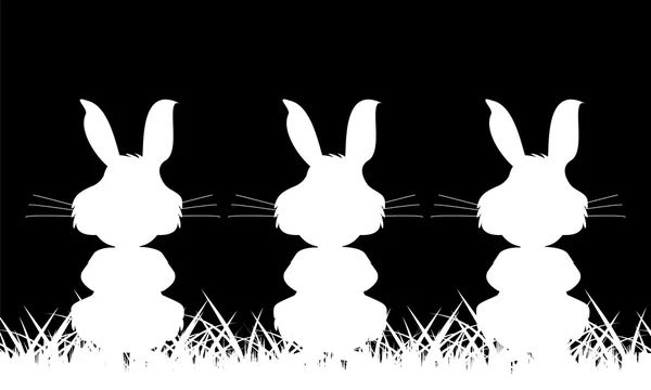 Trois silhouette blanche d'un lapin — Image vectorielle