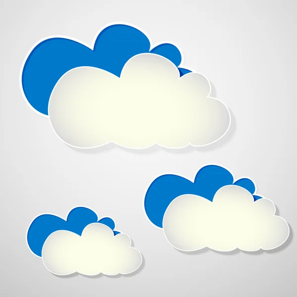 Papier blauwe en witte wolken op een grijze achtergrond — Stockvector