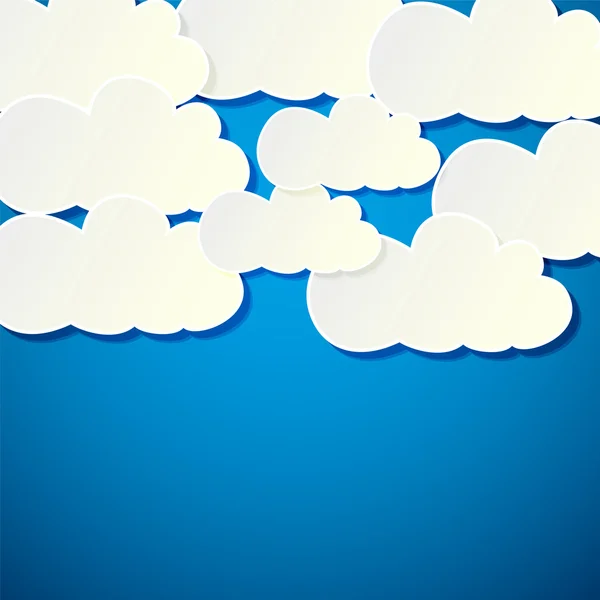 White paper banners clouds on a blue background — Stock Vector