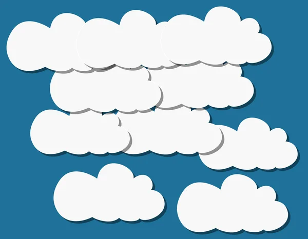 Motifs de nuages de papier sur un fond bleu — Image vectorielle