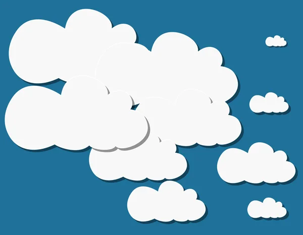 青色の背景に紙の雲のパターン — ストックベクタ