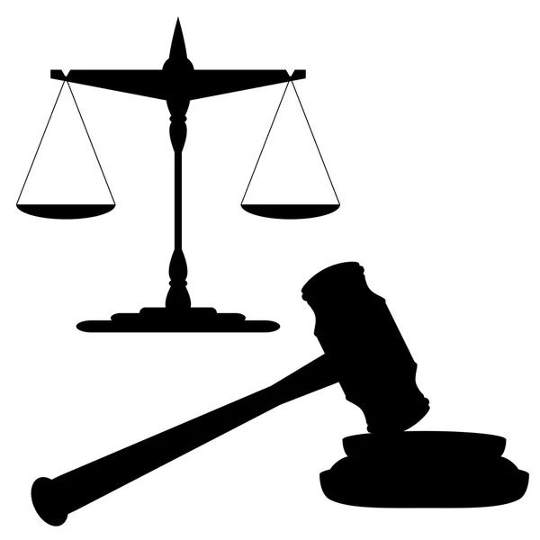 Échelles de justice et marteau — Image vectorielle