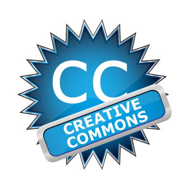 Creative commons etiketli mavi düğme