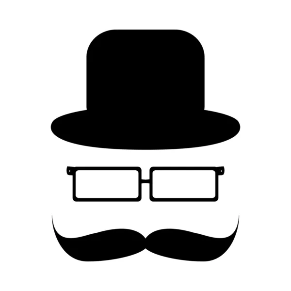 Mustache, glasses and a hat — Stock Vector