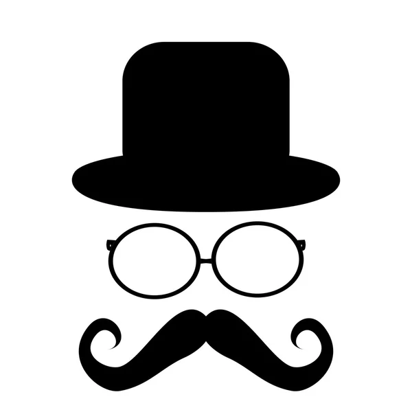 Mustache, glasses and a hat — Stock Vector