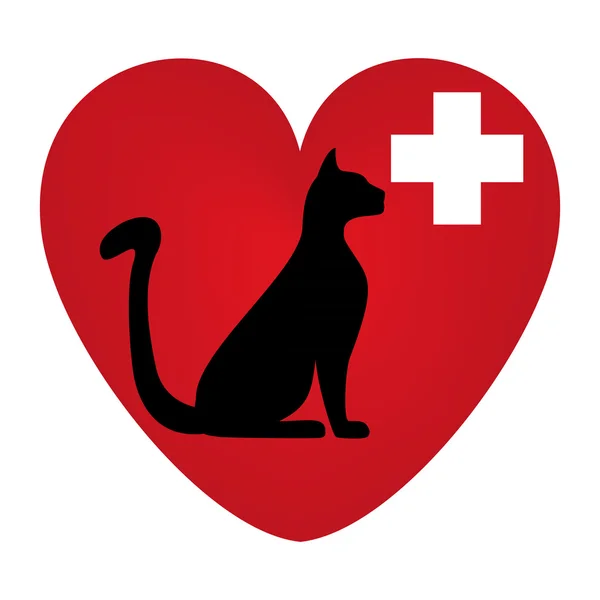 Simbolo veterinario con l'immagine di un gatto — Vettoriale Stock