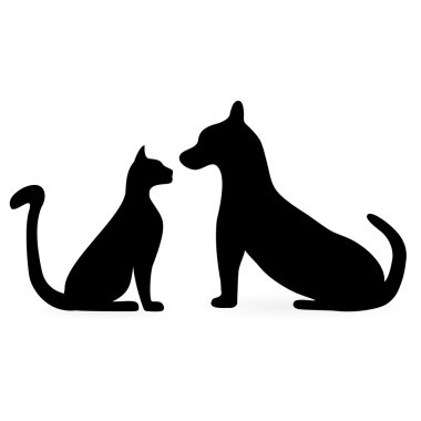 Silhouettes of cats and dogs clipart