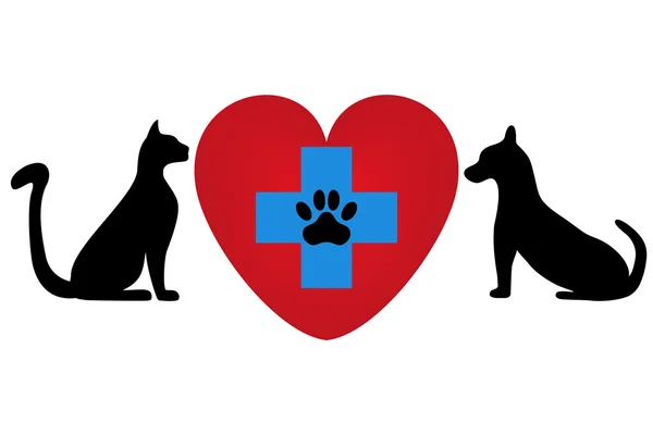 Tierärztliches Symbol mit einem Bild von Katze und Hund — Stockvektor