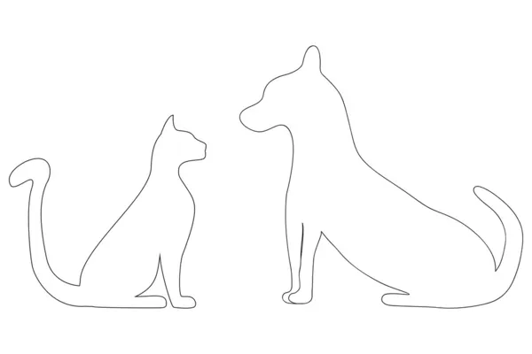 Silhouetten van katten en honden — Stockvector