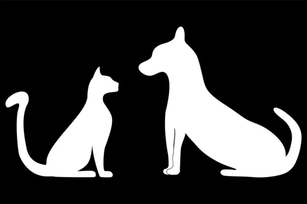 Siluetas de gato y perro — Vector de stock