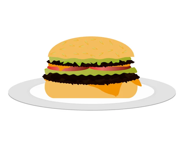 Cheeseburger dans l'assiette — Image vectorielle