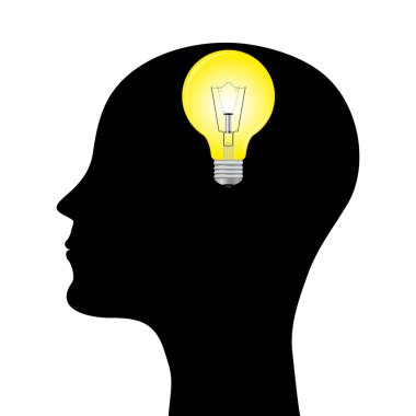 adam baş bir lamba ile silüeti