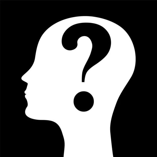 Human head silhouette with a question mark — Stock Vector