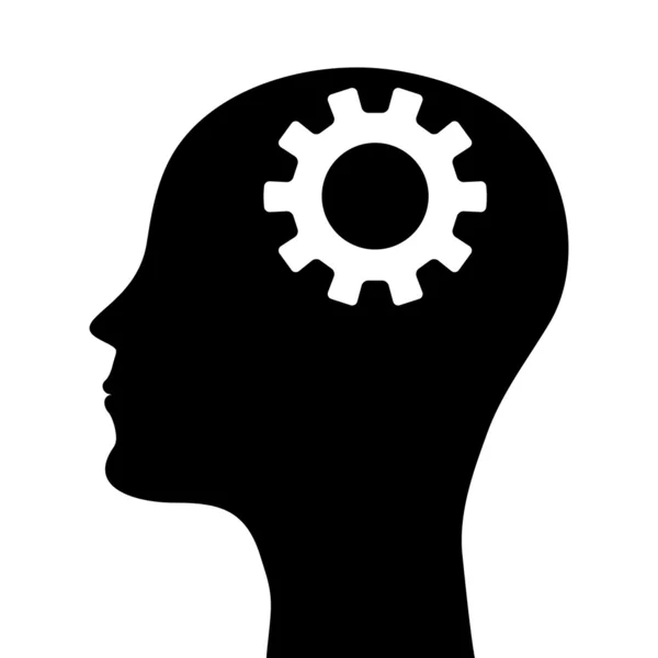 Silhouette of a man's head with a picture of the mechanism — Stock Vector