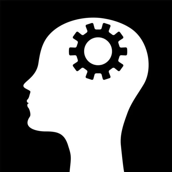 Silhouette of a man's head with a picture of the mechanism — Stock Vector