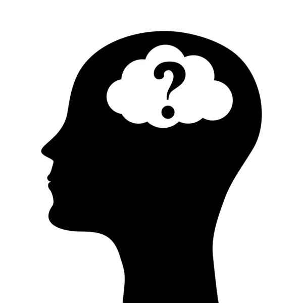 Human head silhouette with a question mark. vector — Stock Vector