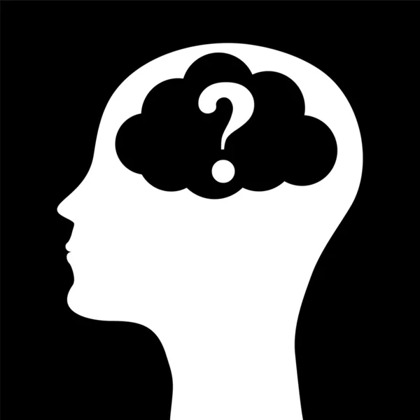 Human head silhouette with a question mark — Stock Vector