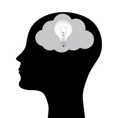 adam baş bir lamba ile silüeti