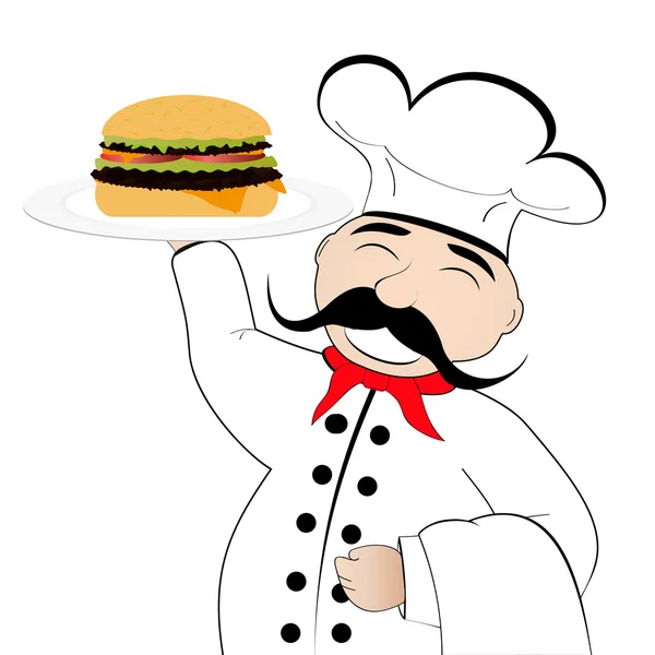 Chef with cheeseburger — Stock Vector