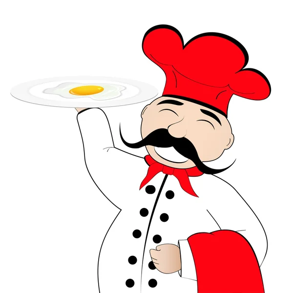 Chef with scrambled eggs on a plate — Stock Vector