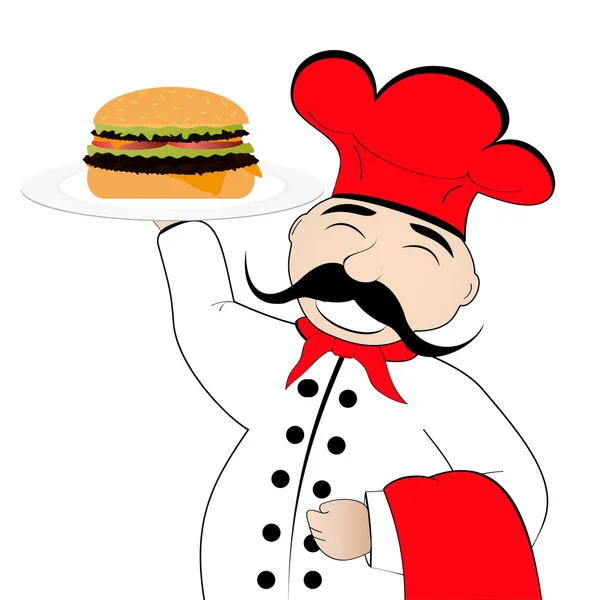 Chef con hamburguesa con queso — Vector de stock