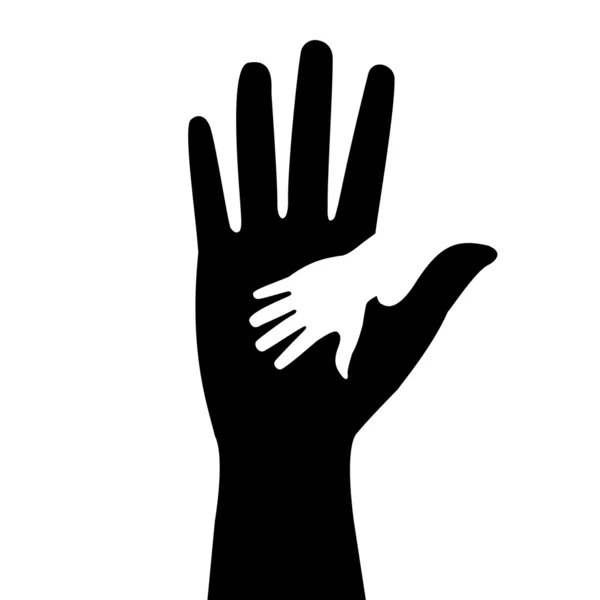 Silhouettes des mains des adultes et des enfants — Image vectorielle