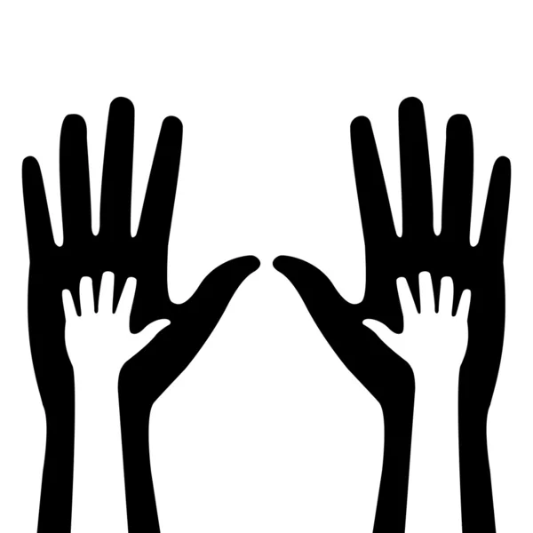 Silhouettes des mains des adultes et des enfants — Image vectorielle