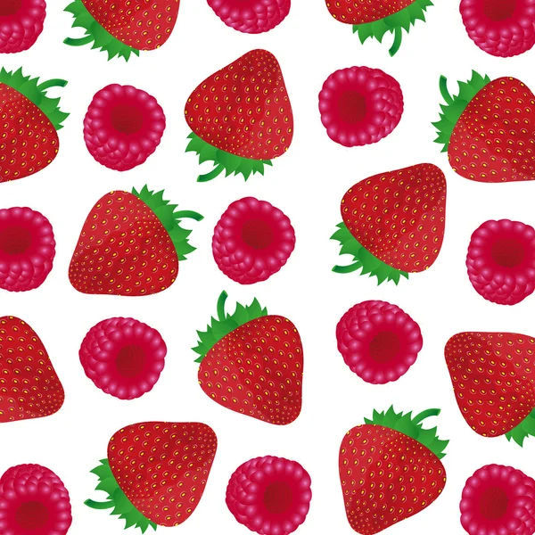 草莓和树莓的背景 — 图库矢量图片