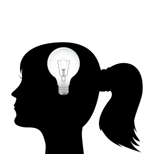 電球の女性の頭部 — ストックベクタ