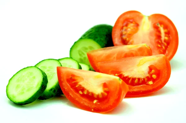 Ogórek i pomidor — Zdjęcie stockowe