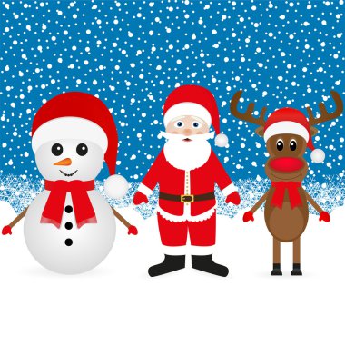 Noel reindeer, kardan adam ve Noel Baba