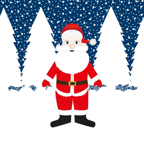 Santa Claus en el bosque — Vector de stock