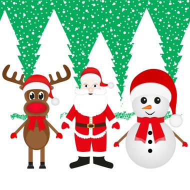 Noel reindeer, kardan adam ve Noel Baba