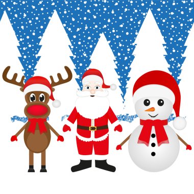Noel reindeer, kardan adam ve Noel Baba