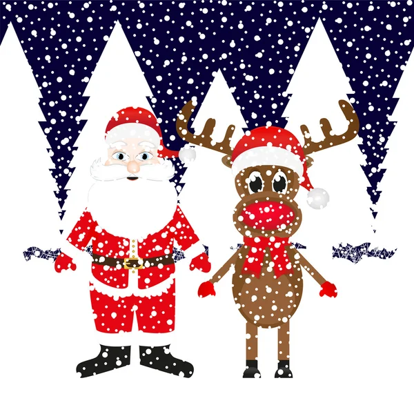 Christmas reindeer and Santa Claus — Stock Vector