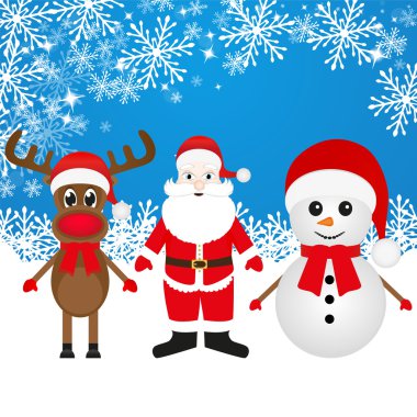 Noel reindeer, kardan adam ve Noel Baba