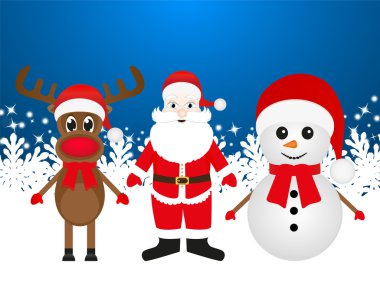 Noel reindeer, kardan adam ve Noel Baba